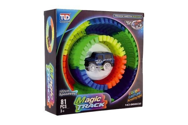 Dráha svítící ve tmě + auto na baterie 102cm 